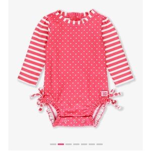 Ruffle Butts Pink Long Sleeve Baby Swimsuit